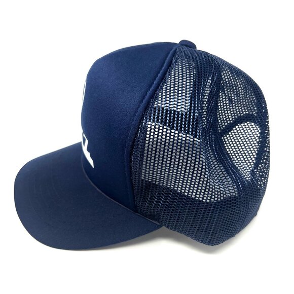 Vintage Moritz Cadillac Mesh Trucker Hat Baseball Cap Snapback Blue Crest Logo - Picture 4 of 8